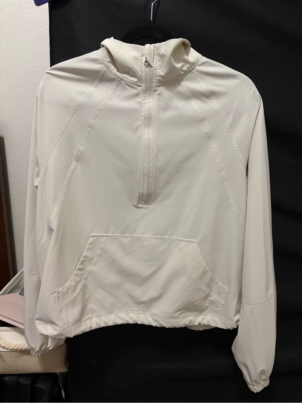 Rae Mode Light Cream Half-Zip Pullover Short Set